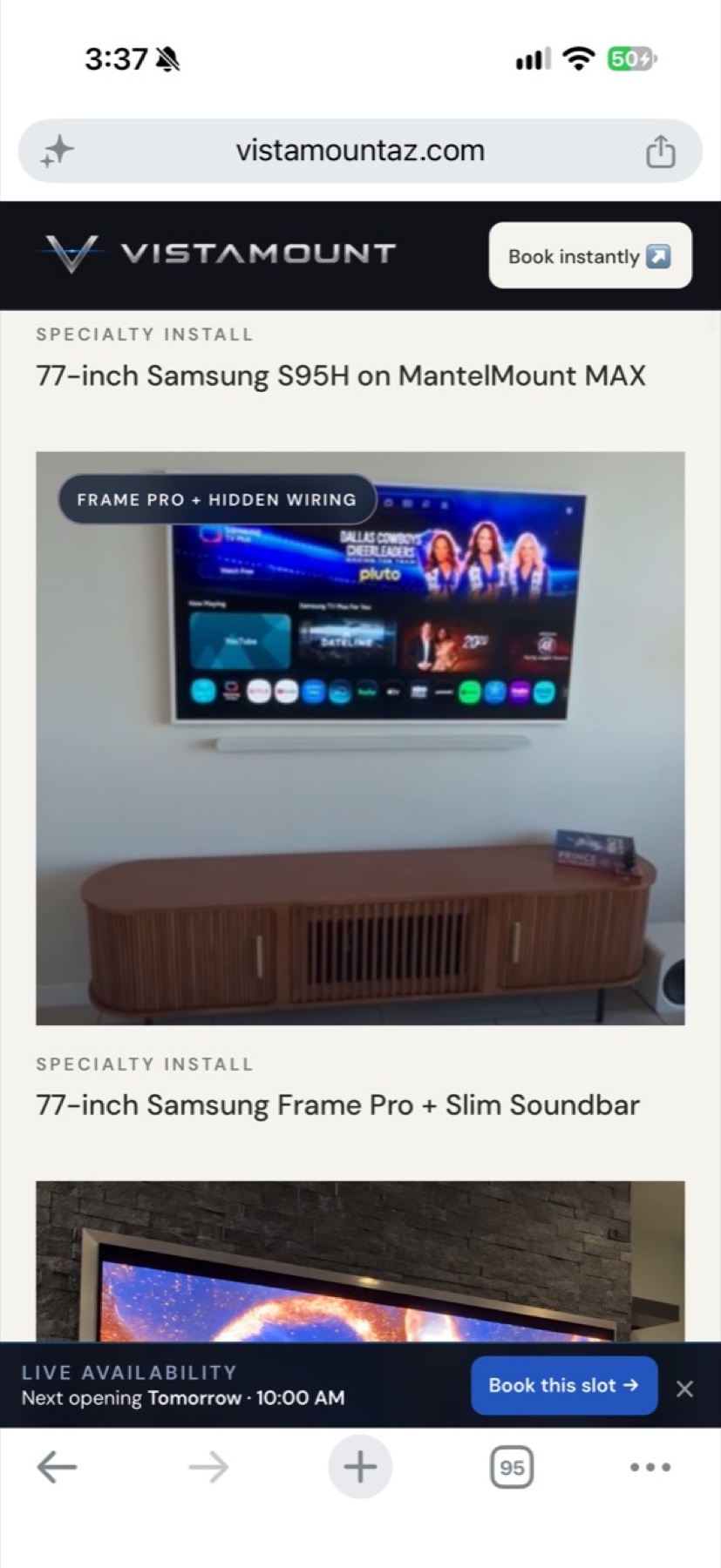 Samsung Frame Pro with matching Slim soundbar and hidden in-wall wiring