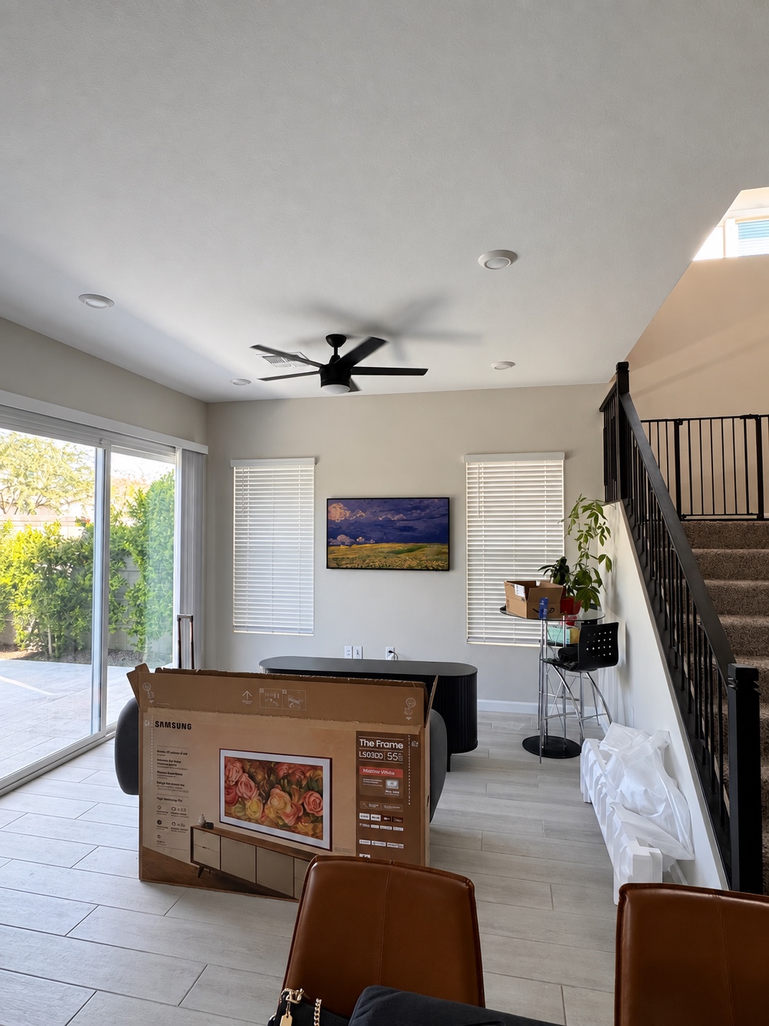 Frame TV installation in a large room